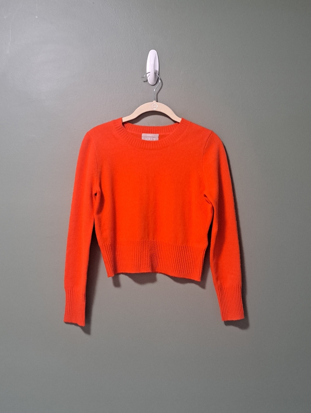 J. Crew 100% Cashmere Shrunken Crewneck Sweater Chili XXS NWOT - Picture 2 of 8